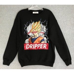 Dragon Ball Z Crewneck Mens Medium Super Saiyan Goku Pullover Sweatshirt‎ Anime